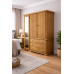 HADRIAN SOLID PINE 3 DRAWER TRIPLE FULL MIRRORED WARDROBE IN LIGHT ANTIQUE WAX