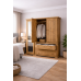 HADRIAN SOLID PINE 3 DRAWER TRIPLE FULL MIRRORED WARDROBE IN LIGHT ANTIQUE WAX