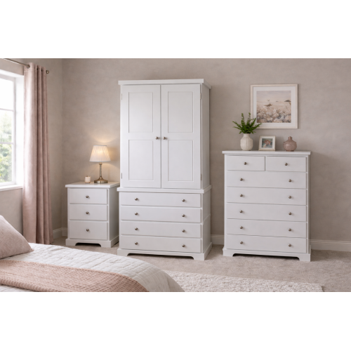 HADRIAN SOLID PINE 3 PIECE BEDROOM SET IN WHITE
