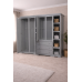 HADRIAN SOLID PINE 4 DOOR 3 DRAWER MIRRORED WARDROBE WITH BOOKCASE IN GREY