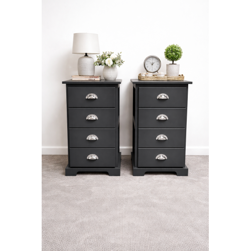 HADRIAN 4 DRAWER BEDSIDE CABINET SET IN DARK GREY