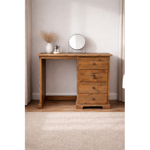 HADRIAN SOLID PINE 4 DRAWER DRESSING TABLE IN KENILWORTH OAK POLISHED