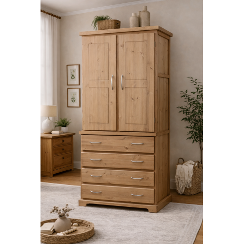 HADRIAN SOLID PINE 2 DOOR 4 DRAWER WARDROBE