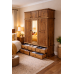 HADRIAN SOLID PINE 5 DRAWER MIRRORED TRIPLE WARDROBE WITH TOPBOX IN KENILWORTH OAK WAX
