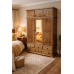 HADRIAN SOLID PINE 5 DRAWER MIRRORED TRIPLE WARDROBE WITH TOPBOX IN KENILWORTH OAK WAX