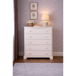 HADRIAN CURVED 5 DRAWER CHEST SOLID PINE IN IVORY