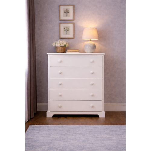 HADRIAN CURVED 5 DRAWER CHEST SOLID PINE IN IVORY HADRIAN CURVED 5 DRAWER CHEST SOLID PINE IN IVORY