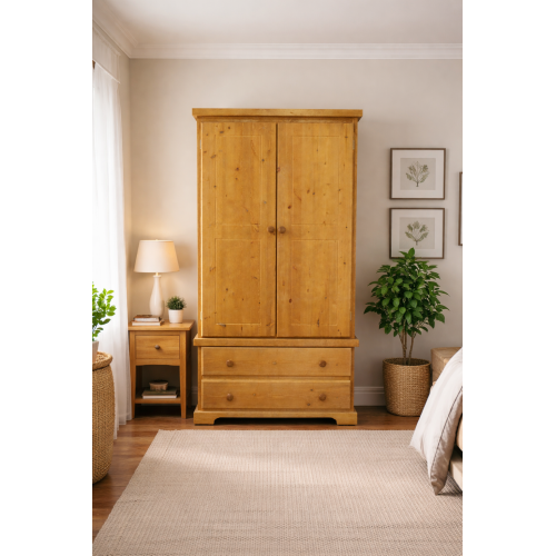 HADRIAN SOLID PINE GENTS 2 DRAWER WARDROBE IN LIGHT OAK WAX HADRIAN SOLID PINE GENTS 2 DRAWER WARDROBE IN LIGHT OAK WAX