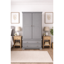 HADRIAN SOLID PINE GENTS 2 DRAWER WARDROBE IN GREY
