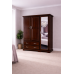 HADRIAN SOLID PINE TRIPLE FULL MIRRORED WARDROBE IN DARK OAK POLISHED