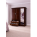 HADRIAN SOLID PINE TRIPLE FULL MIRRORED WARDROBE IN DARK OAK POLISHED