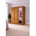 HADRIAN SOLID PINE TRIPLE FULL MIRRORED SHELVED WARDROBE IN OLD ANTIQUE WAX