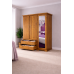 HADRIAN SOLID PINE TRIPLE FULL MIRRORED SHELVED WARDROBE IN OLD ANTIQUE WAX