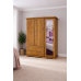 HADRIAN SOLID PINE TRIPLE FULL MIRRORED SHELVED WARDROBE IN OLD ANTIQUE WAX