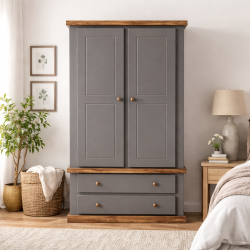 GALLUS 2 DRAWER WARDROBE IN DARK GREY