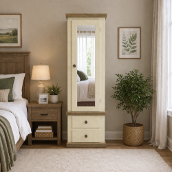 GALLUS 1 DOOR MIRRORED WARDROBE SHELVED
