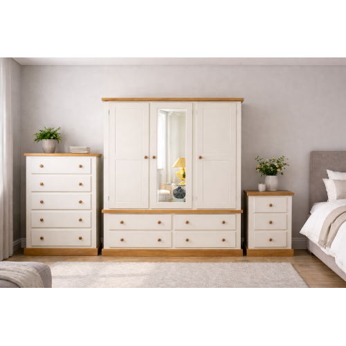 GALLUS 3 PIECE TRIPLE MIRRORED BEDROOM SET - CENTRE MIRRORED