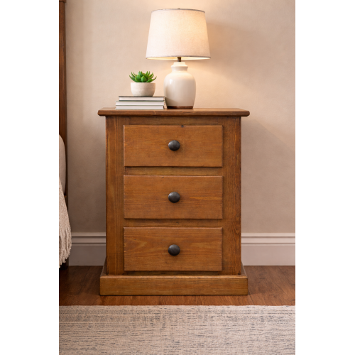 NUMERIAN SOLID PINE 3 DRAWER BEDSIDE