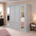 NUMERIAN PINE QUAD 4 DOOR 2 DRAWER MIRRORED WARDROBE