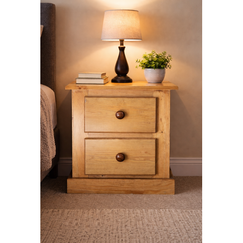 NUMERIAN SOLID PINE 2 DRAWER BEDSIDE