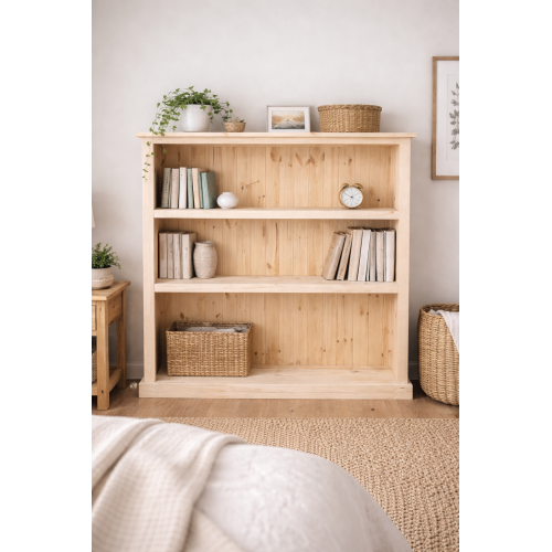 NUMERIAN SOLID PINE 2 SHELVED BOOKCASE IN NATURAL WOOD