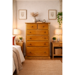 NUMERIAN SOLID PINE 2+3 DRAWER DEEP CHEST