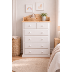 NUMERIAN SOLID PINE 2+4 DRAWER CHEST WITH SPLASHBACK