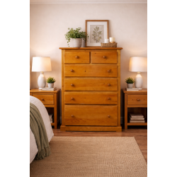NUMERIAN SOLID PINE 2+4 DRAWER CHEST- BOTTOM DRAWER DEEP