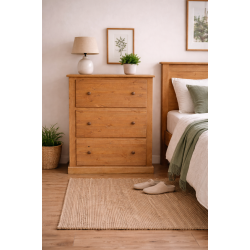 NUMERIAN SOLID PINE 3 DRAWER DEEP CHEST