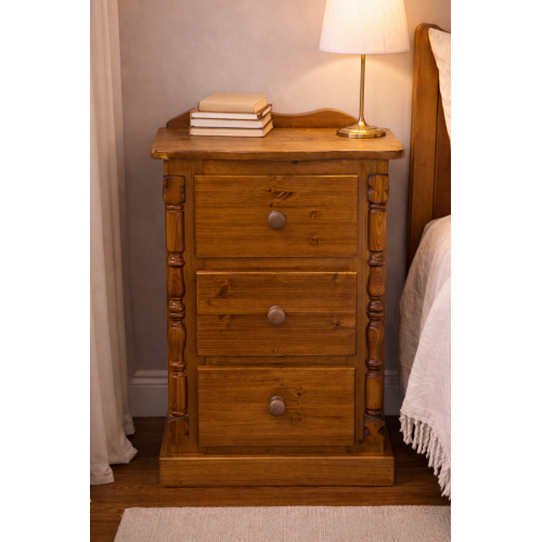 VALERIAN PINE 3 DRAWER BEDSIDE VALERIAN PINE 3 DRAWER BEDSIDE