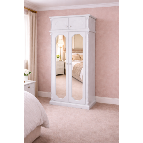VALERIAN SOLID PINE 2 DOOR DOUBLE MIRRORED FULL HANGING WARDROBE WITH TOPBOX VALERIAN SOLID PINE 2 DOOR DOUBLE MIRRORED FULL HANGING WARDROBE WITH TOPBOX