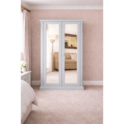 VALERIAN SOLID PINE DOUBLE MIRRORED FULL HANGING WARDROBE