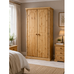 VALERIAN SOLID PINE 2 DOOR FULL HANGING WARDROBE