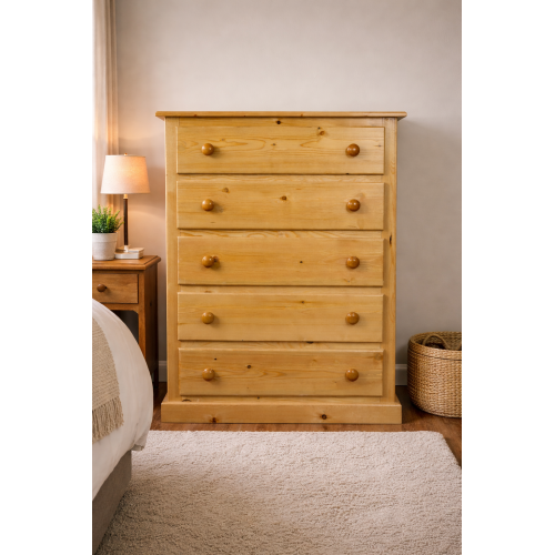 NUMERIAN SOLID PINE 5 DRAWER CHEST