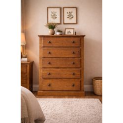 NUMERIAN SOLID PINE 5 DRAWER CHEST