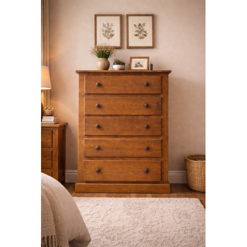 NUMERIAN SOLID PINE 5 DRAWER CHEST