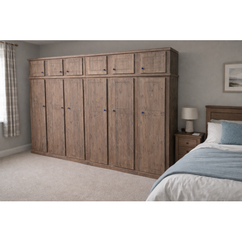 NUMERIAN SOLID PINE 6 DOOR FULL HANGING SHELVED WARDROBE WITH TOPBOX NUMERIAN SOLID PINE 6 DOOR FULL HANGING SHELVED WARDROBE WITH TOPBOX