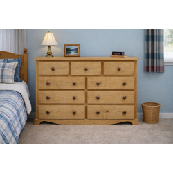 SCIPIO SOLID PINE 3 + 6 DRAWER CHEST IN LIGHT OAK POLISHED