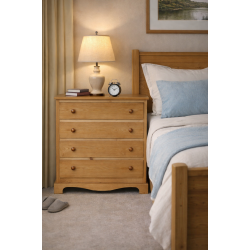 SCIPIO SOLID PINE 4 DRAWER CHEST IN LIGHT OAK WAX