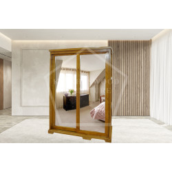 HADRIAN SOLID PINE SLIDER SHELVED WARDROBE IN GOLDEN OAK POLISHED