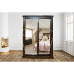 COMMODUS SLIDER SOLID PINE 2 DOOR DOUBLE MIRRORED WARDROBE