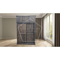 COMMODUS SLIDER SOLID PINE WARDROBE WITH TOPBOX IN JACOBEAN WAX