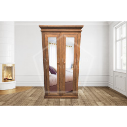 AUGUSTUS SOLID PINE DOUBLE MIRRORED FULL HANGING WARDROBE