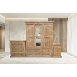 AUGUSTUS SOLID PINE TRIPLE 3 PIECE BEDROOM SET IN LIGHT ANTIQUE WAX