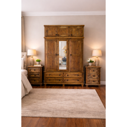 NERO SOLID PINE TRIPLE  3 PIECE BEDROOM SET IN LIGHT OAK WAX