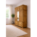 NERO TRIPLE 4 DRAWER MIRRORED WARDROBE WITH TOPBOX IN LIGHT OAK WAX