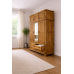 NERO TRIPLE 4 DRAWER MIRRORED WARDROBE WITH TOPBOX IN LIGHT OAK WAX