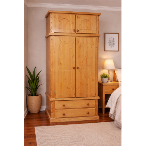 TITUS SOLID PINE 2 DRAWER WARDROBE WITH TOPBOX TITUS SOLID PINE 2 DRAWER WARDROBE WITH TOPBOX