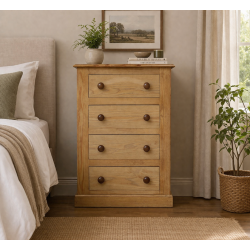 AUGUSTUS SOLID PINE SLIM 4 DRAWER CHEST