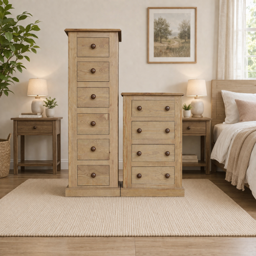 AUGUSTUS SOLID PINE SLIM DRAWER CHEST SET